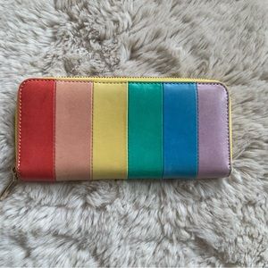 Leather Long Wallet Rainbow zip around